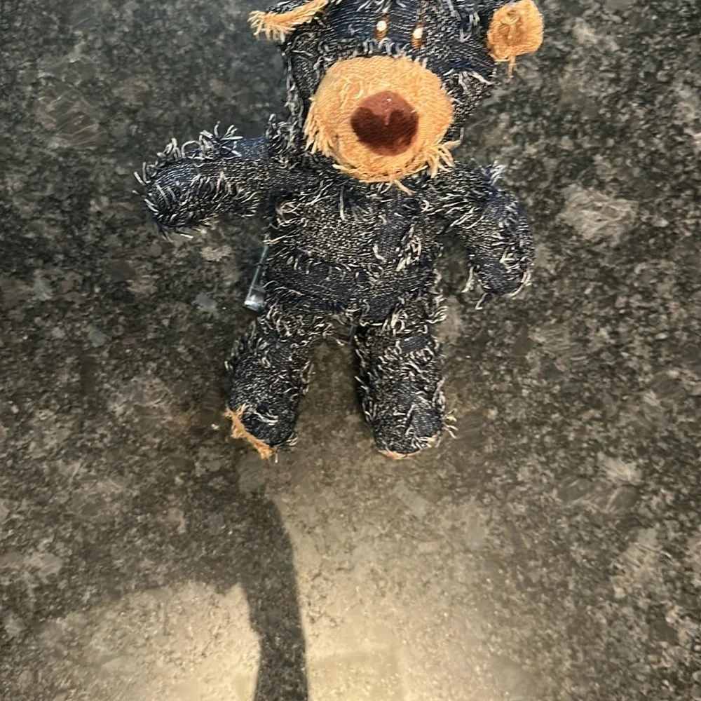 Dog Toy Denim Patchwork Teddy Bear Plush Toy w/squeakers Medium Chew Toy